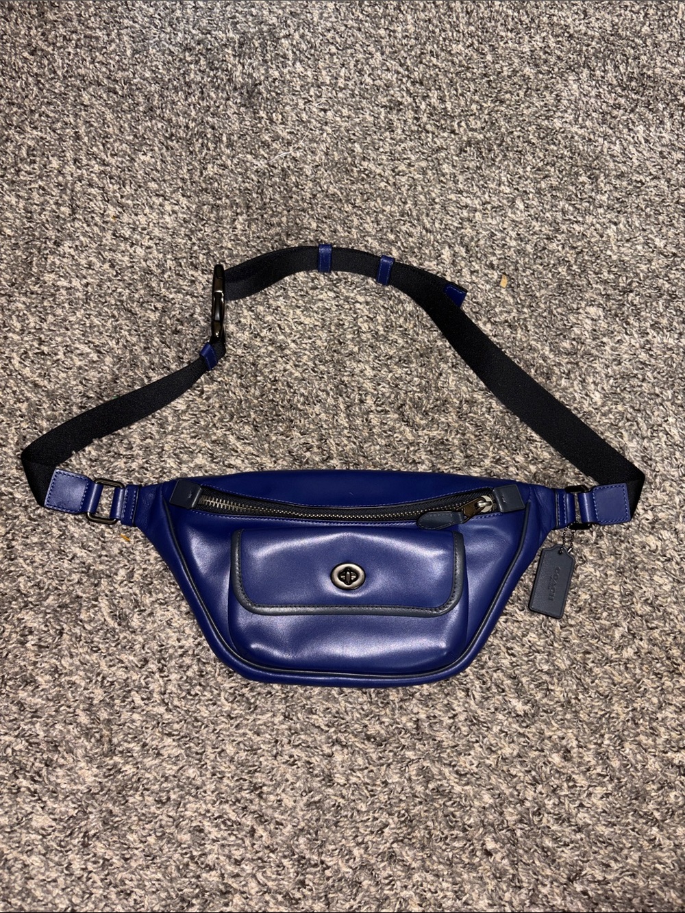 Coach Heritage Belt Bum Bag C3748  Indigo Midnight Blue Unisex Calf Leather boho